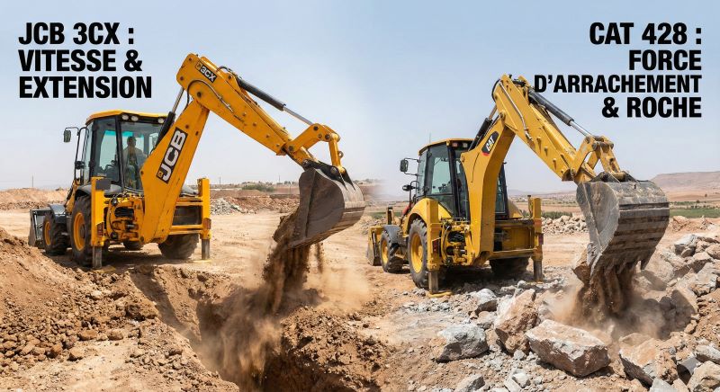 JCB 3CX vs Caterpillar 428